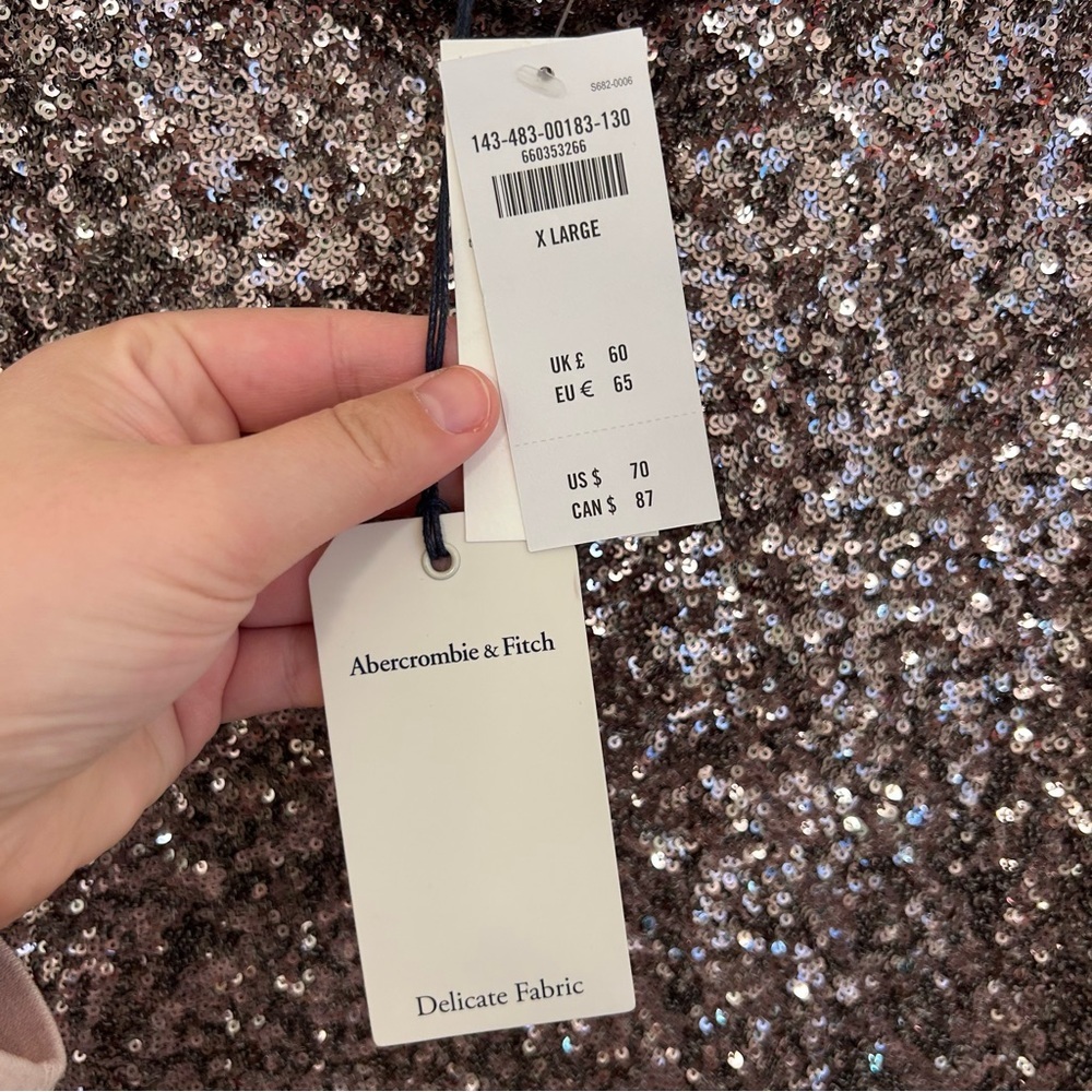 NWT Abercrombie & Fitch The Scarlett Mini Skort Sequins Silver Zipper - Picture 4 of 8